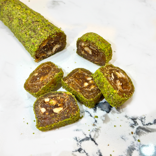 Dates and Hazelnut Covered In Crushed Pistachio