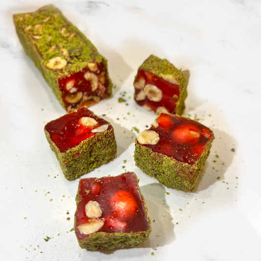 Pomegranate and Hazelnut Covered In Crushed Pistachio